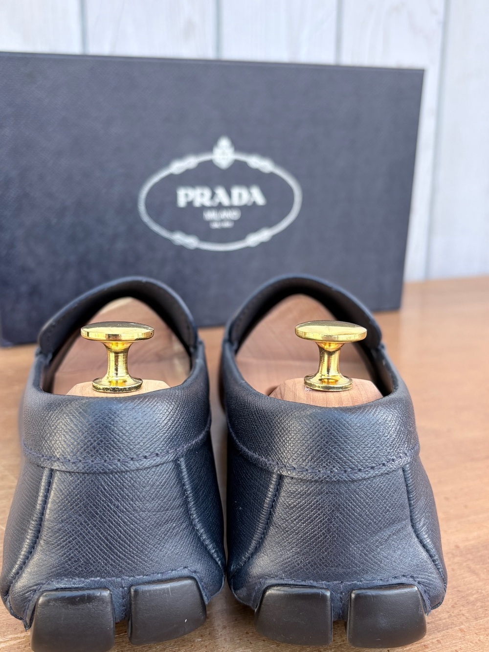 Prada Black Saffiano Leather Penny Loafers for Men - Picture 3 of 6